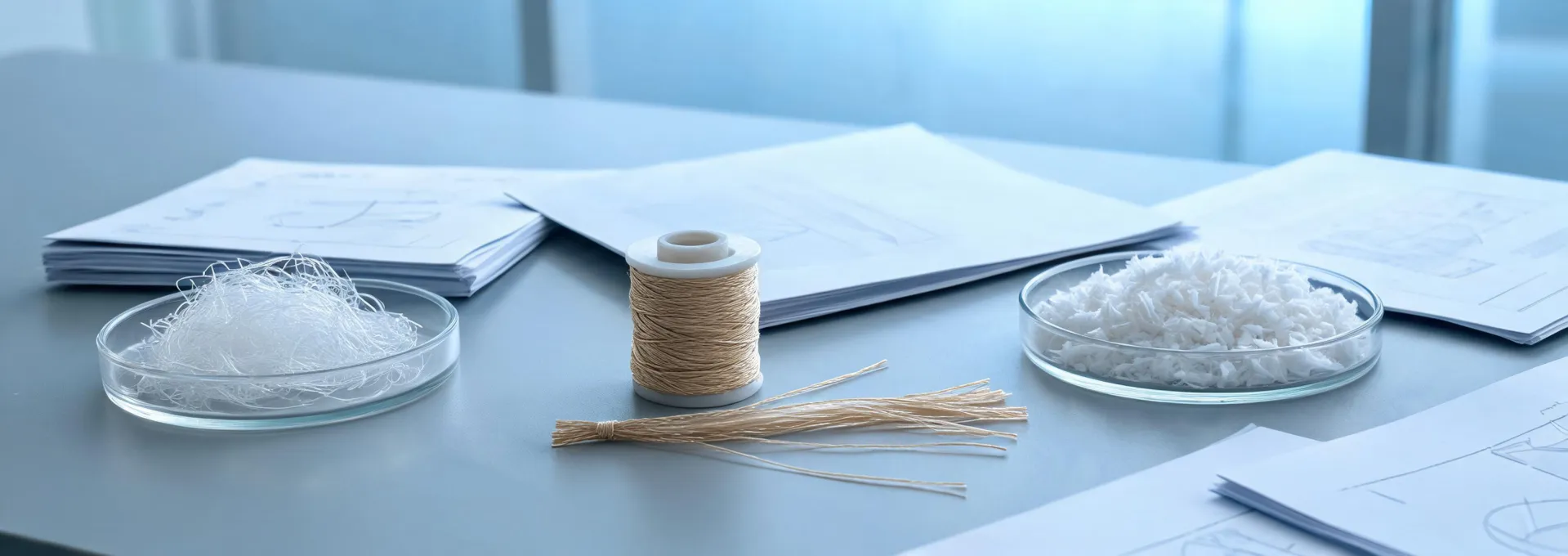 Kuraray fiber documents aligned with material specimens
